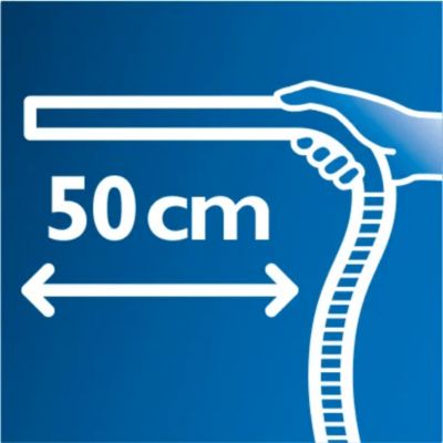 Aizsniedziet visus stūrus, pateicoties īpaši garajam ergonomiskajam rokturim