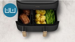 2 K&ouml;rbe, 2 Gerichte gleichzeitig zubereitet