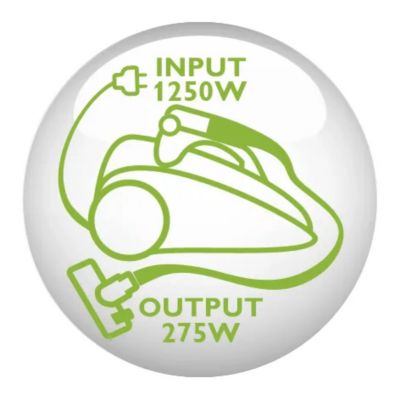 Il nuovo motore HD da 1250 Watt genera 275 Watt di forza aspirante