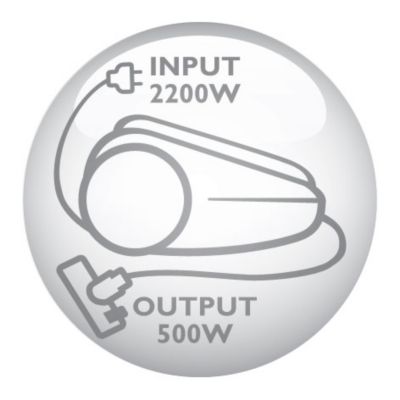 2200 W mootor tekitab kuni 500 W imemisvõimsuse