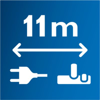 Raggio d'azione ampio 11 m per una pulizia di livello