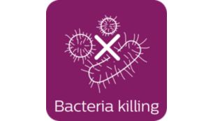 Steam kills up to 99.9% of bacteria*