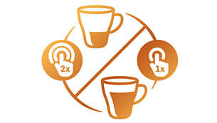 Val av intensitet för mjukt kaffe i stor kopp och intensivt kaffe i liten kopp