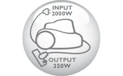 Motor de 2000 Watt que gera um máximo de 350 Watt de potência de sucção