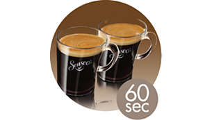 1 eller 2 kopper med SENSEO®-kaffe på under ett minutt