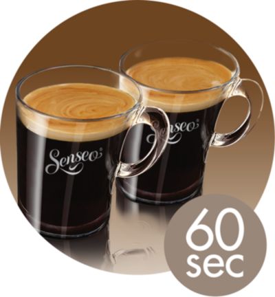 1 ar 2 puodeliai „SENSEO®“ kavos paruošiami greičiau nei per minutę