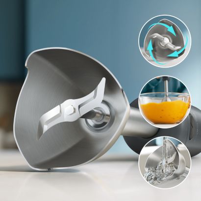 Nagy teljesítményű kézi mixer mindennapi levesekhez.