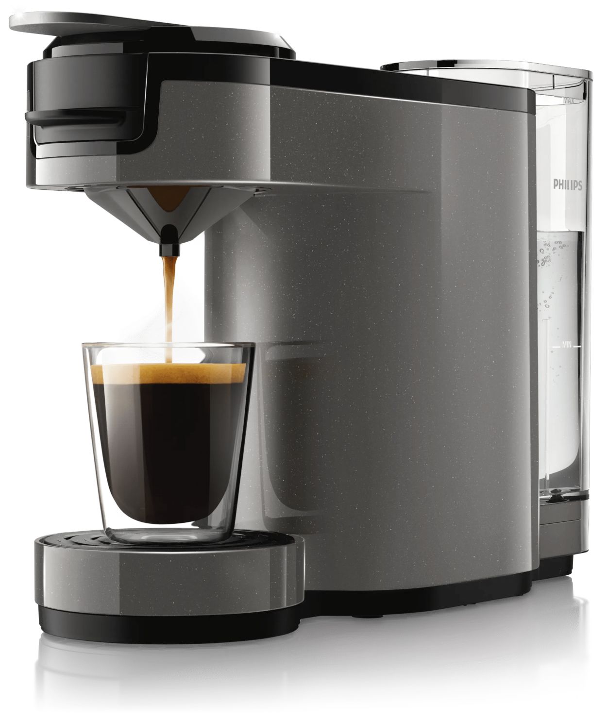 Verrukkelijke, intense koffie met &eacute;&eacute;n druk op de knop