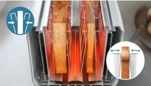 Du pain uniform&eacute;ment grill&eacute; gr&acirc;ce aux 2&nbsp;grandes fentes &agrave; centrage automatique