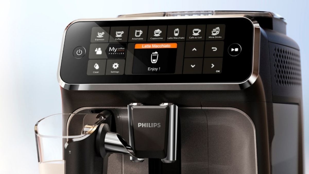 Official Philips 4300 close view of the TFT display and surrounding drink and profile controls