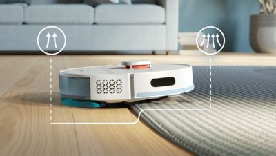 Automatiškai padidina siurbiamąją galią užvažiavęs ant kilimo