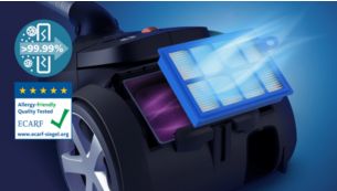 Der leistungsstarke HEPA-Filter erfasst mehr als 99,99&nbsp;%* aller Partikel