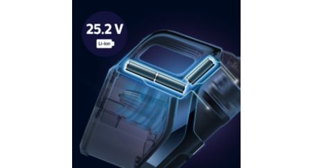 พลังทำความสะอาดนานสูงสุด 65 นาทีด้วยแบตเตอรี่ Li-Ion 25V