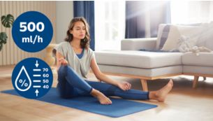 Humidificación automática de hasta 500 ml/h con 4 ajustes