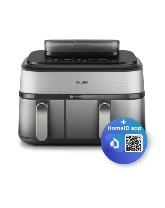 Airfryer, air fryer, dual basket, steam, RapidAir Plus, 5000 Series, NA555, NA555_00, NA555/00, NA555_09, NA555/09, stainless steel​