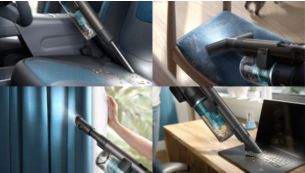 Pastebėkite ir išvalykite visus nešvarumus naudodamiesi 4 priedais su LED indikatoriais.