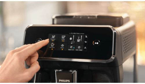 Easy selection of your coffee with intuitive touch display