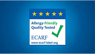 Certificato come antiallergenico dall'ECARF (European Centre for Allergy Research Foundation).