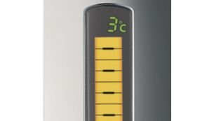 LCD display with temperature, volume and freshness indication