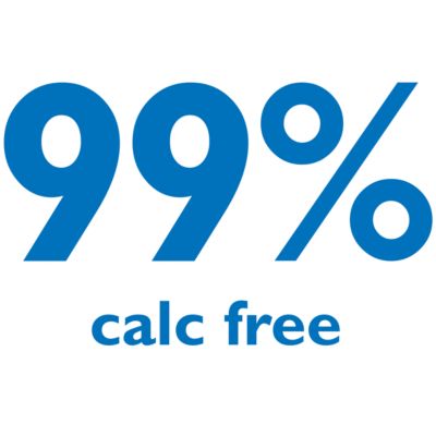 99% calc-free* filtered water for your iron