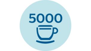 Jusqu'à 5 000 tasses* sans détartrage grâce à AquaClean