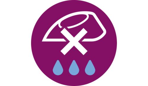Het druppelstopsysteem voorkomt dat er water op uw kleding komt