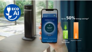 Võrreldes tavaliste soojapuhuritega (1) võimaldab Eco AI säästa energialt kuni 50%