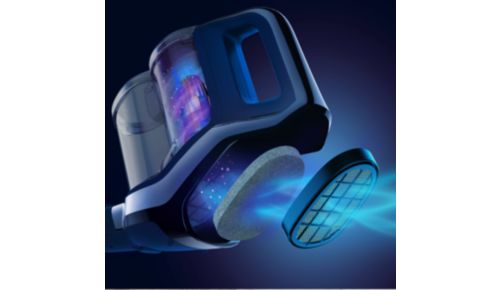 Het drievoudige filtratiesysteem zorgt voor een langere en krachtigere luchtstroom