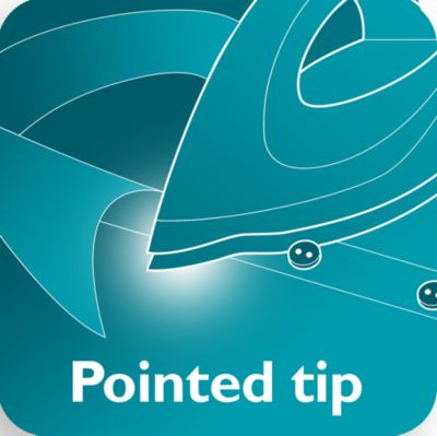 Slim tip soleplate reaches easily in tricky areas
