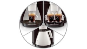 Selecteer één kopje, twee kopjes of een volle kan koffie