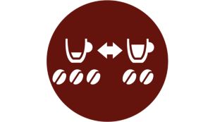 Auswahl der Kaffeest&auml;rke: kleiner, starker oder milder, normaler Kaffee