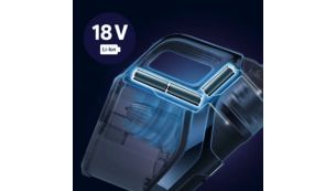 Jusqu'&agrave; 38&nbsp;minutes d'autonomie avec les batteries Li-ion 18&nbsp;V