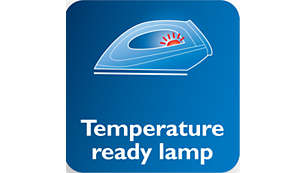 A luz da temperatura indica quando o ferro está suficientemente quente