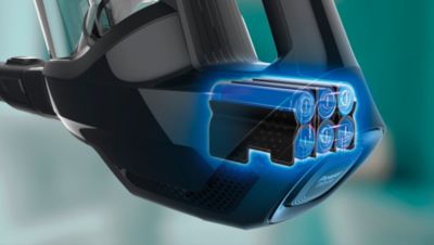 Tīrīšanas jauda līdz pat 40 minūtēm, izmantojot 21,6 V litija jonu baterijas