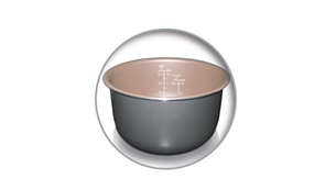 Утолщенное 2-мм напыление на внутренней чаше равномерно распределяет тепло