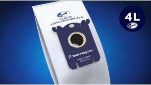 De gemakkelijke, duurzame zakken passen in de grote stofbak van 4 liter