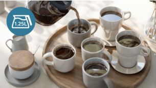 Nyt opptil 10&nbsp;kopper varm kaffe med 1,25&nbsp;l kapasitet