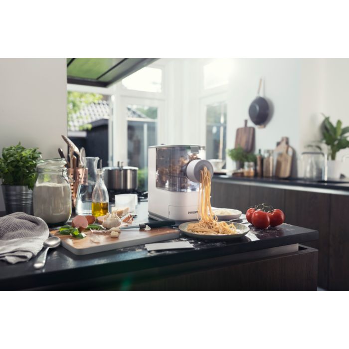 Philips compact pasta and noodle maker with 3 interchangeable pasta shape plates sales