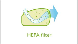 HEPA filter for excellent filtration of the exhaust air