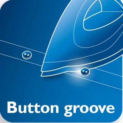Button groove speeds up ironing along buttons and seams