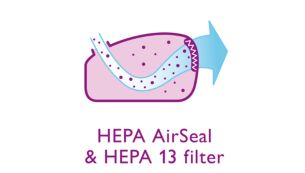 HEPA AirSeal un HEPA 13 mazgājamais filtrs