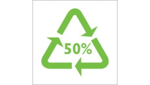 Mindestens 50&nbsp;% der Kunstoffe aus nachhaltigen Materialien