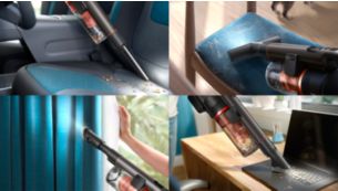 Pastebėkite ir išvalykite visus nešvarumus naudodamiesi 4 priedais su LED indikatoriais.