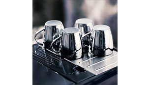 Stainless-steel cup warmer, so drinks stay warm longer