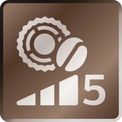 Prilagodite količino, 5 nastavitev moči arome in 5 nastavitev mlinčka