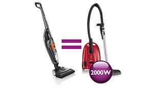 As powerful as a traditional 2000 W vacuum cleaner