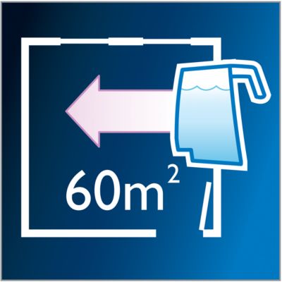 Reinigt mehr als 60 m2 mit einer Wassertankfüllung