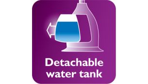 Detachable, transparent water tank with hygienic water inlet