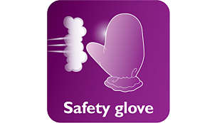 Handschoen voor extra bescherming tijdens het stomen