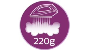 Jacto de vapor at&eacute; 220&nbsp;g para remover os vincos mais dif&iacute;ceis